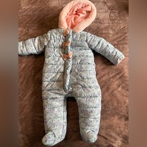 Nicole Miller New York Girls Snow Suit 6-9MO NWOT green/ pink